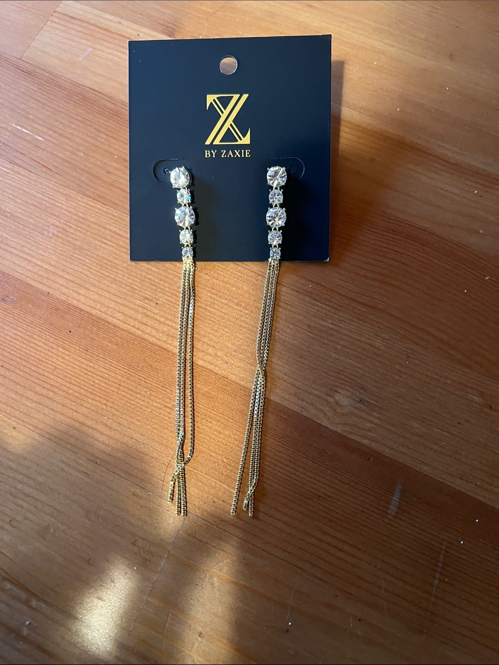 Gold Crystal Tassel Drop Earrings - Gold